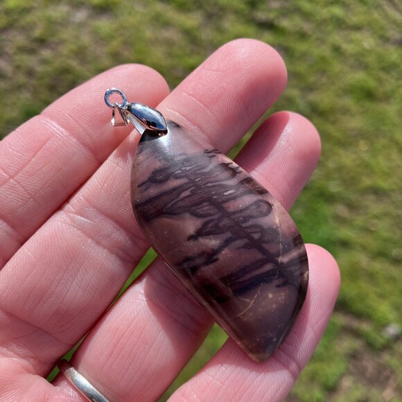 Purple Tree Like Picasso Jasper Pendant Stone Crystal Jewelry - Picture 3 of 7